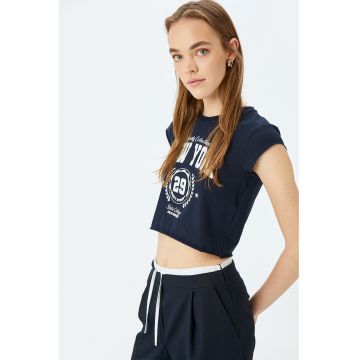 Tricou crop cambrat