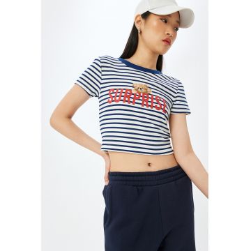 Tricou crop cambrat