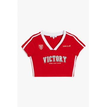 Tricou crop cu decolteu in V