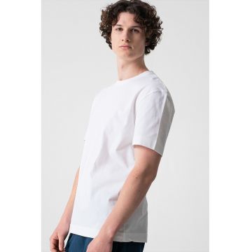 Tricou de bumbac cu decolteu la baza gatului