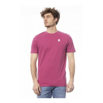 Tricou de bumbac cu decolteu la baza gatului