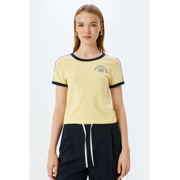 Tricou de bumbac cu detalii contrastante