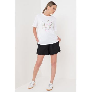 Tricou de bumbac organic cu decolteu la baza gatului