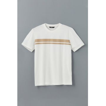 Tricou din bumbac cu decolteu la baza gatului