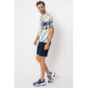Tricou din bumbac cu decolteu la baza gatului