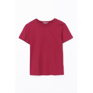 Tricou din bumbac cu decolteu la baza gatului