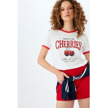 Tricou din bumbac cu imprimeu cu cirese