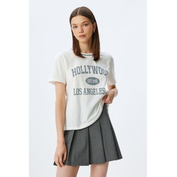 Tricou din bumbac cu imprimeu text