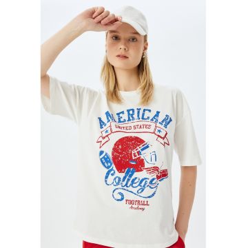 Tricou din bumbac cu imprimeu text frontal