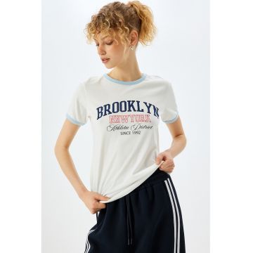 Tricou din bumbac cu imprimeu text