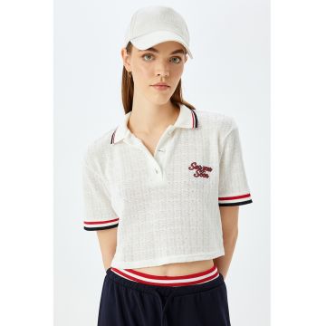 Tricou polo crop