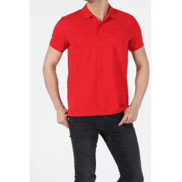 Tricou polo de bumbac cu model uni