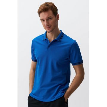 Tricou polo uni din amestec de bumbac - Albastru royal -