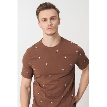 Tricou regular fit cu decolteu la baza gatului