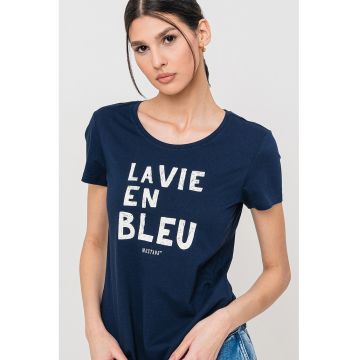 Tricou slim fit cu text