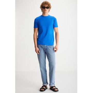 Tricou slim fit din amestec de bumbac cu decolteu la baza gatului Tiago