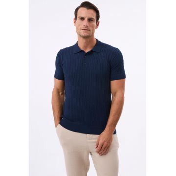 Tricou striat cu guler polo