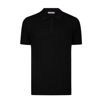 Tricou striat cu guler polo