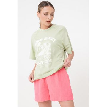 Tricou supradimensionat cu imprimeu si maneci raglan