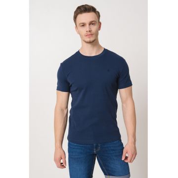 Tricou uni cu decolteu la baza gatului