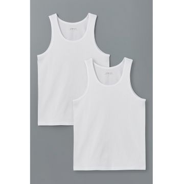 Set de top-uri din bumbac cu decolteu rotund - 2 Piese