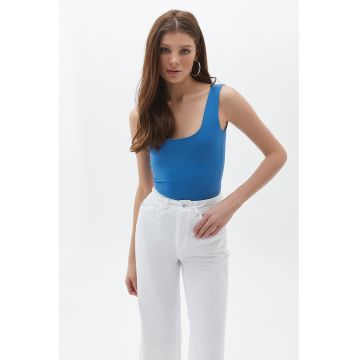 Top cu decolteu patrat - Albastru royal -