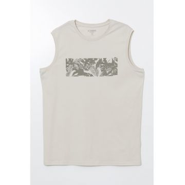 Top de bumbac cu imprimeu tropical