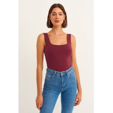 Top uni cu decolteu patrat - Violet tyrian -