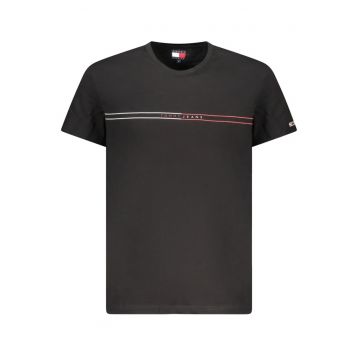 Tricou barbati - cu imprimeu si mini logo pe maneca - Slim Fit