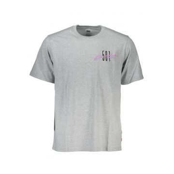 Tricou barbati - cu mini imprimeu - Regular fit - Gri deschis -