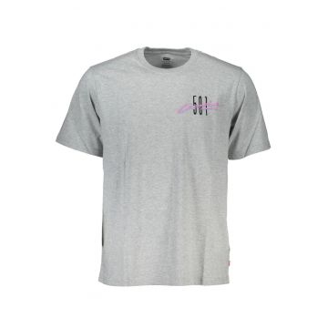 Tricou barbati - cu mini imprimeu - Regular fit - Gri deschis -