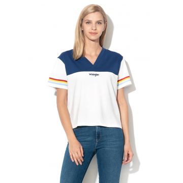 Tricou crop cu decolteu in V