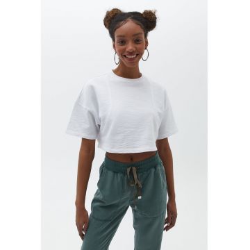 Tricou crop cu maneci cazute