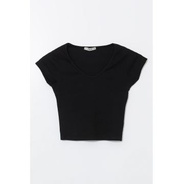 Tricou crop din amestec de bumbac