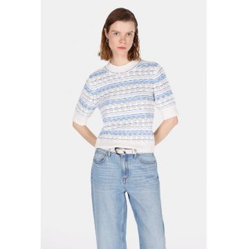 Tricou crosetat cu guler scurt