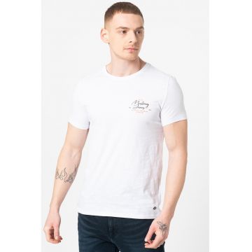 Tricou cu decolteu la baza gatului si detaliu logo pe piept Aaron