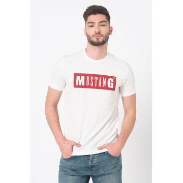 Tricou cu decolteu la baza gatului si imprimeu logo Alex