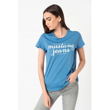 Tricou cu decolteu la baza gatului si imprimeu logo Alina