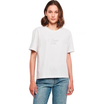 Tricou cu decolteu la baza gatului si imprimeu pe partea din spate