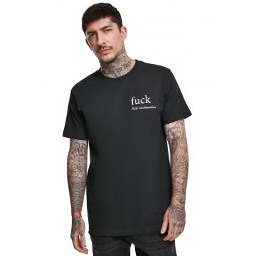 Tricou cu decolteu la baza gatului si model text pe partea din spate