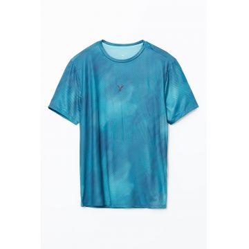 Tricou cu decolteu la baza gatului si model tie-dye