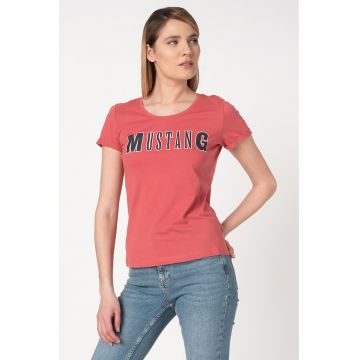 Tricou cu decolteu rotund si logo