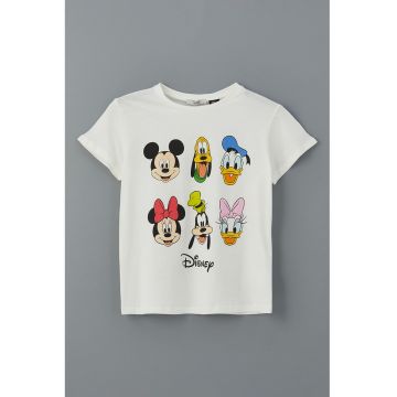 Tricou cu design desene animate si decolteu la baza gattului