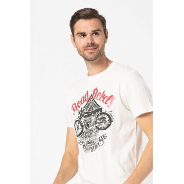 Tricou cu imprimeu grafic si text Biker