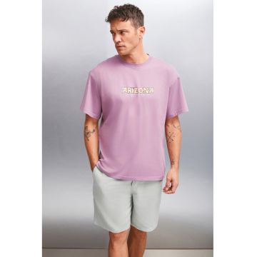 Tricou cu imprimeu si maneci cazute
