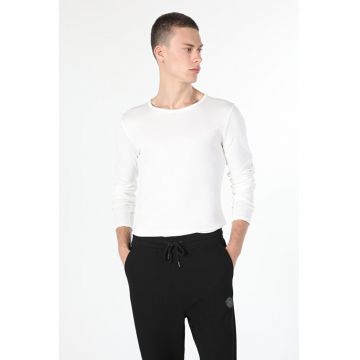 Tricou Cu Maneca Lunga De Barbati Alb Slim Fit