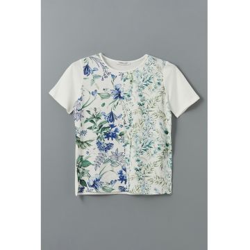 Tricou cu model floral frontal