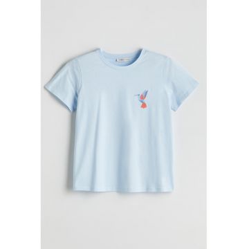 Tricou de bumbac cu broderie