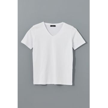 Tricou de bumbac cu decolteu in V