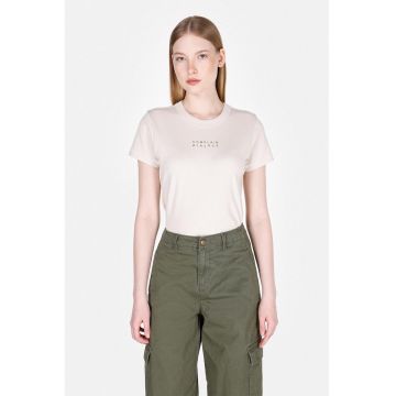 Tricou de bumbac cu decolteu la baza gatului